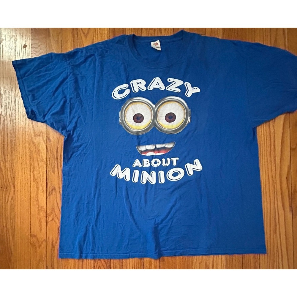 Fruit of the Loom Cotton Minions Graphic T-Shirt Blue Sz 3XL Crazy About Minions